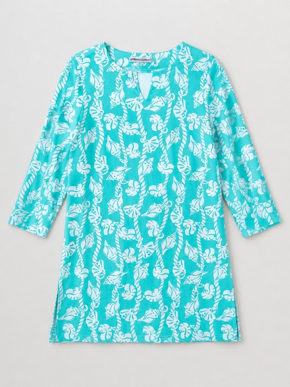 Barbara Gerwit.Turquoise Floral Rope Print Dress